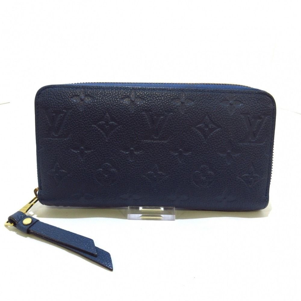 Louis Vuitton Zippy Wallet Long Wallet Emplant Leather black